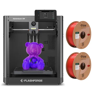 Produktbild von Flashforge Adventurer 5M 3D-Drucker, 600 mm/s Druckgeschwindigkeit, 220 x 220 x 220 mm Druckvolumen + 2*1KG Rot High Speed PLA-Filament