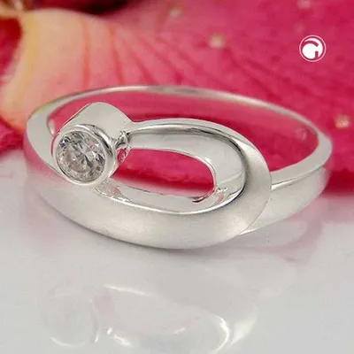 Produktbild von Gr. 54 - Ring 9mm Zirkonia gefasst matt-glänzend Silber 925 Ringgröße 54