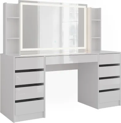 Produktbild von Vicco Schminktisch Sherry, 158.2 cm 4 Teile, Weiß/Weiß Hochglanz