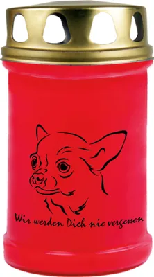 Zdjęcie produktu dla Świeca grobowa czerwona, czas palenia: 48 godzin, motyw: Chihuahua