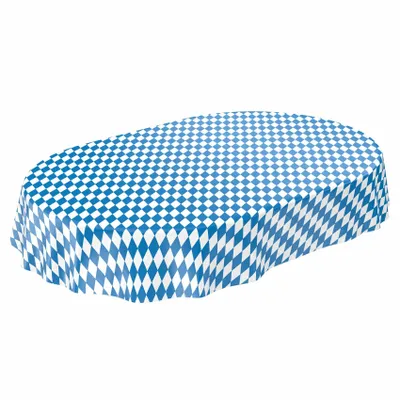 Produktbild von Tischdecke Wachstuch Gestreift Blau Robust Wasserabweisend Oval Breite 140 cm Länge 200 cm