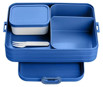 Produktbild von Mepal - Bento Brotdose Large TAB - Brotdose mit Bento Box - Für 2 Sandwiches oder 4 Brotscheiben - Lunchbox für kleine Snacks & Reste - Brotdose Erwachsene Essenbox mit Fächern - 1,5 l - Vivid blue