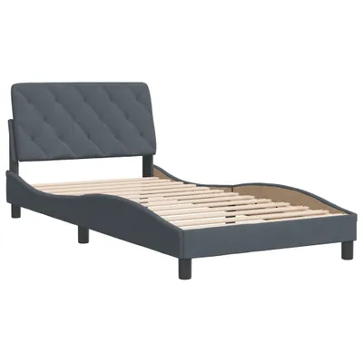 Image de Cadre de lit sans matelas gris foncé 100x200 cm velours