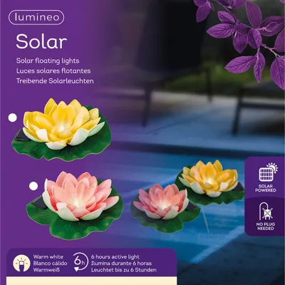 Produktbild von Solar Gartenleuchte Seerose 17x6cm Kunststoff 1 Stück Sortiert