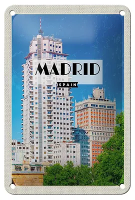 Produktbild von Blechschild Reise 12x18cm Madrid Spanien Hochhaus Architektur Schild
