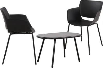 Produktbild von CLP Sitzgruppe Velvena Set Tisch Velva Stühle Alpena wetterfest und UV-beständig schwarz 2 Stühle