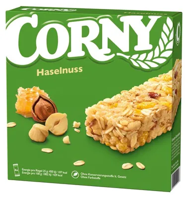 Obrázek produktu pro Corny lískooříšková müsli tyčinka s lískovými oříšky a medem 150g