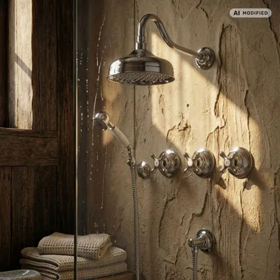 Produktbild von PaulGurkes Dusche Unterputz Retro Set Chrom Komplett Zweigriffmischer