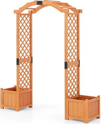 Image de Arche de jardin avec jardinières, treillis en bois pour plantes grimpantes