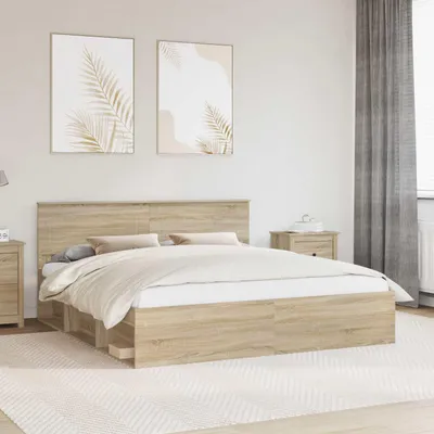 Obrázek produktu pro Maison Exclusive – rám postele s čelem Sonoma 200 x 200 cm dřevěný materiál