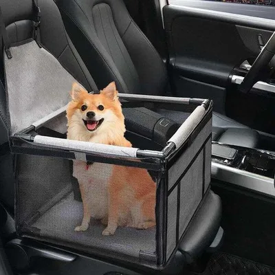 Imagen del producto de Asiento acolchado para perros pequeños - Asiento para perros para viajes con estructura de red - Gris