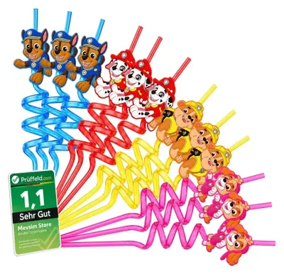 Produktbild von Wiederverwendbare Plastikstrohhalme mit Paw Patrol-Design