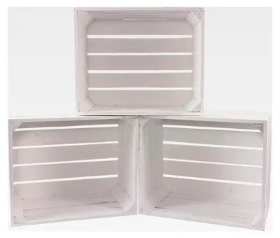 Produktbild von Sparpaket mit 4 weißen Holzkisten 50x40x30cm Obstkisten Style Weinkisten Apfelkiste Regal Kiste