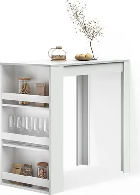 Image de Table de bar Livinity Regusa Blanc 57x117cm, Model 55910