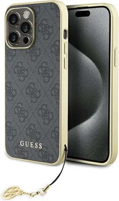 Zdjęcie produktu dla Guess GUHCP15XGF4GGR iPhone 15 Pro Max 6.7 szary/grey hardcase 4G Charms Collection