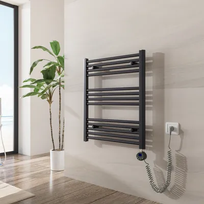 Zdjęcie produktu dla Heilmetz Grzejnik Łazienkowy Grzejnik elektryczny Suszarka do ręczników 70 x 60 cm Antracyt Suszarka do ręczników Montaż na ścianie Stal nierdzewna