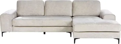 Produktbild von BELIANI 4-Sitzer Ecksofa Hellbeige Samt Gesteppt L-Förmig mit Chaiselongue Linksseitig Schwarze Hohe Metallbeine Freistehend Modern Wohnzimmer
