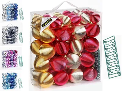 Produktbild von JACK by Inge 50x Kunststoff Kugeln Christbaumkugeln Ø 4 + 6 cm Rillenkugeln Box  Rot Gold