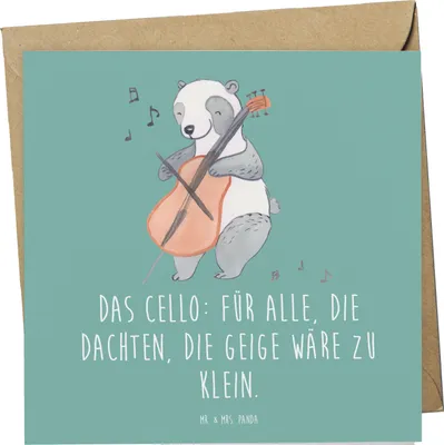 Produktbild von Mr. & Mrs. Panda Grußkarte Cello Magie - Meeresbrise - Geschenk, Klassische Musik, Solo, Kammermusik, Lernen, Glückwunschkarte, Musikinstrument, Streichinstrument