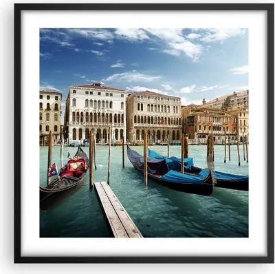 Produktbild von Gerahmtes Poster - Schwarzer Rahmen - Architektur venedig italien gondel - 50x50 cm - Wand Bild - Wanddeko - Wandbilder - Wandposter - Bilderrahmen - Bilder - Kunstdruck - Wandbild - P2BAC50x50-2705