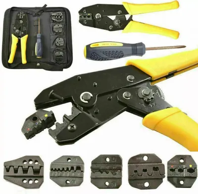 Produktbild von Elektrische Crimpzange, 5-in-1-Crimpzangen-Set mit Crimpbacken für isolierte Steckverbinder inklusive Aufbewahrungstasche