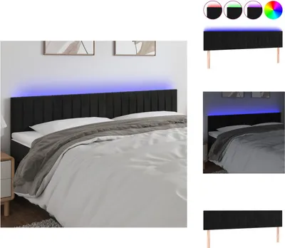 Produktbild von vidaXL LED Kopfteil Schwarz 200x5x78/88 cm Samt -  Kopf- & Fußenden
