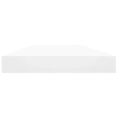 A white shelf is shown from a slightly elevated side angle against a white background.