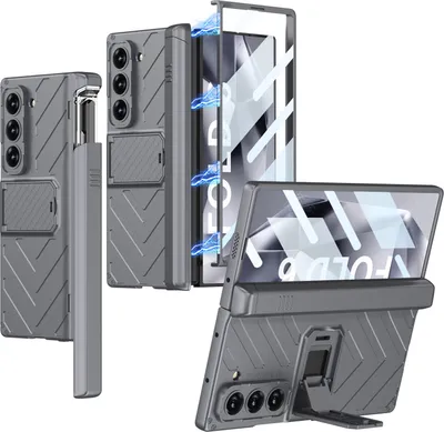 Obrázek produktu pro Pouzdro pro Samsung Galaxy Z Fold 6 Robustní nárazuvzdorné se stojánkem, integrovanou ochrannou fólií na displej a drážkou na pero šedé