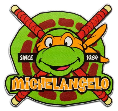 Produktbild von Mono-Quick Teenage Mutant Ninja Turtles Michelangelo - Aufnäher, Bügelbild, Aufbügler, Applikationen, Patches, Flicken, zum aufbügeln, Größe: 6,6 x 7,1 cm