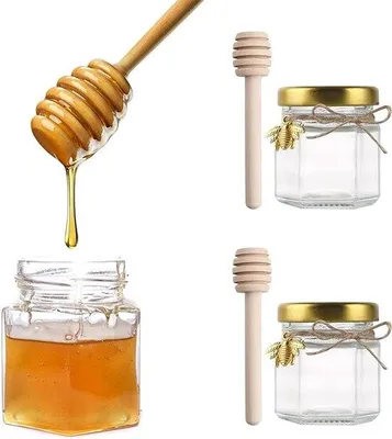 Produktbild von Famanu Honigglas Set - 20 Mini Sechseckige Gläser mit Zubehör