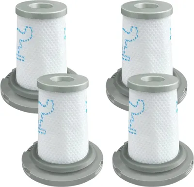 Four vacuum cleaner filters are arranged in a two-by-two grid against a white background.