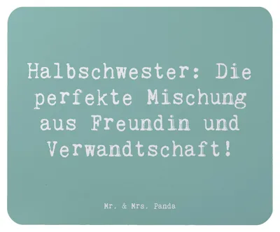 Produktbild von Mr. & Mrs. Panda Mauspad Spruch Halbschwester Glück - Meeresbrise - Geschenk, pc mausunterlage, Familie, Mouse Pad, Herz, Mousepad, computer, Liebe, Geschenkideen