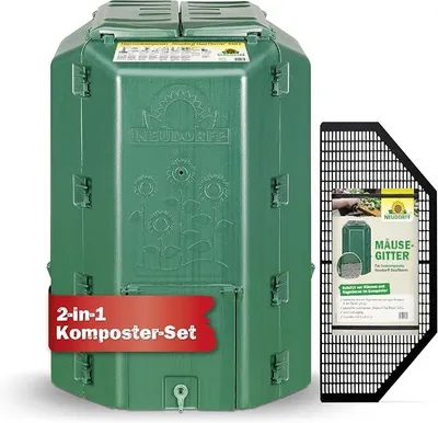 Produktbild von Thermokomposter mit Bodengitter DuoTherm 530 L Schnellkomposter rattensicher - Komposter Garten für Küchenabfälle - Wetterfeste und UV-beständige Komposttonne mit Recycling Kunststoff