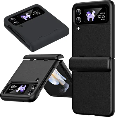 Produktbild von Handyhülle für Samsung Galaxy Z Flip 4 5G mit Displayschutz Scharnierschutz Kratzfest Stoßfest Hülle Schwarz