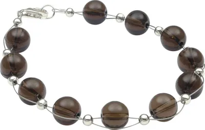 Produktbild von Armband aus echtem Rauchquarz braun, 925 Silber Armkette Armschmuck für Damen