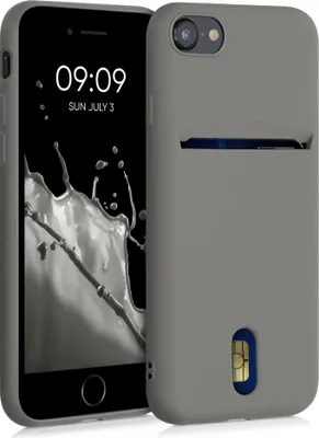 Produktbild von kwmobile Hülle kompatibel mit Apple iPhone SE (2022) / iPhone SE (2020) / iPhone 8 / iPhone 7 - Handyhülle mit Kartenfach in Stone Dust