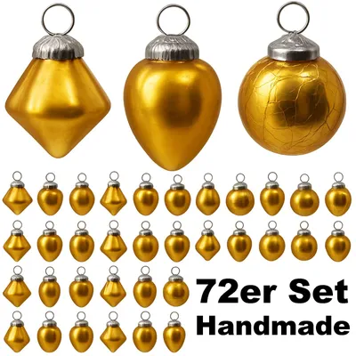 Produktbild von Weihnachtskugeln Glas 72er Set Christbaumkugeln Weihnachten Baumschmuck gold