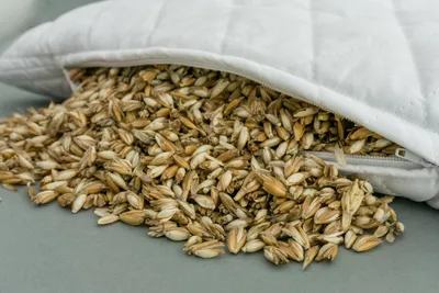 Produktbild von Bio-Dinkelspelzkissen 40x60cm Steppware weiß, Kissen direkt befüllt mit Dinkelspelz aus Bio-Anbau