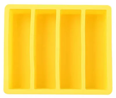 Silikon-Eiswürfelform, rechteckig, 4 Stück, BPA-frei, gelb