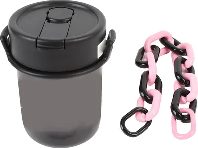 Produktbild von Tragbare Wasserflasche mit Stroh 380 ml modische Tragkette Leckdofter kleines Trinken für Sportreisen im Freien