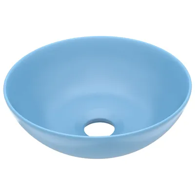 Zdjęcie produktu dla vidaXL Umywalka ceramiczna okrągła jasnoniebieska - Umywalka łazienkowa