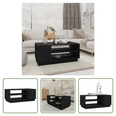 Image de The Living Store Table basse noire 102x55x43 cm bois composite