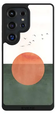 Produktbild von NIVOCASE Handyhülle für Samsung Galaxy S25 Ultra  Hülle NIVOpure Case Schwarz Sonnenschein Sonnenuntergang Vogel