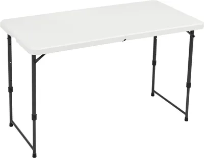 Immagine prodotto di Tavolo pieghevole - Rettangolare - Regolabile in altezza su 4 livelli - Con maniglia - Adatto per interni ed esterni - 121,5 x 60,5 x 86 cm - Bianco