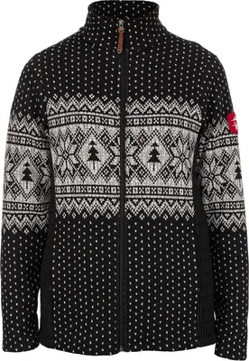 Produktbild von Schwarze Jacke im alpinen Stil mit weißem Strickmuster, Modell 412401