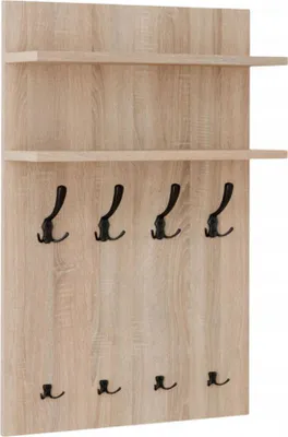 Obrázek produktu pro Moderní nástěnný regál 90x60 polic SONOMA dub černý úchyty