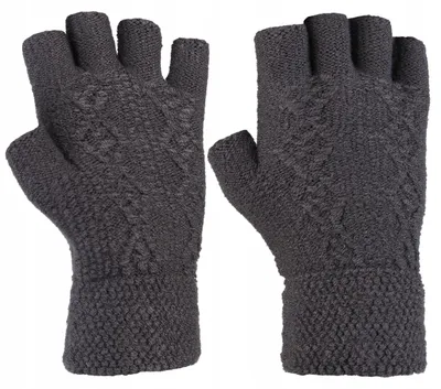 Imagen del producto de Guantes de mujer grises – guantes sin dedos – guantes de punto – guantes de invierno – guantes abrigados
