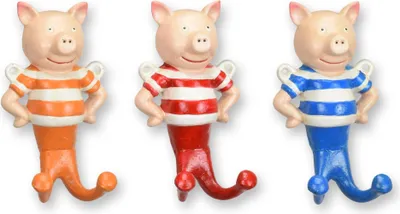 Produktbild von Set aus 3 Wandhaken Schweine Gusseisen Replikat Retro Design Dekoration