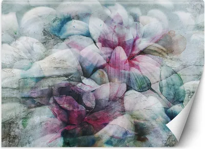 Produktbild von Vlies fototapete Pastellblätter abstraktes Aquarell auf Beton 300x210 cm Feeby Blau inkl. Kleber einfache Montage