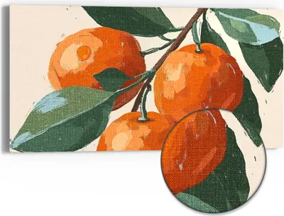 Produktbild von DEQORI Hybrid Leinwand Bild 60x30 cm 'Orangenfrische' Wandbild Glas flach modern